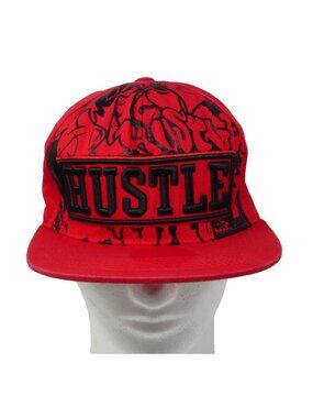 HUSTLE Snapback Cap Hat Logo HUSTLE 100% Cotton Adult  Red